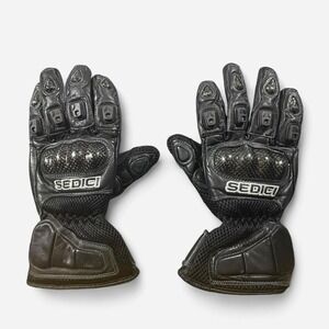 Sedici Carbon Knuckle Guard Motorcycle Gloves Black Leather / Mesh Size L
